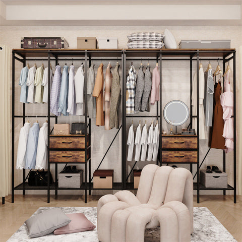 XXL Heavy Duty Wardrobe Closet w/ Shelf, Drawer & Rack - Auzzistore