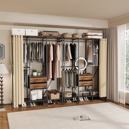XXL Heavy Duty Wardrobe Closet w/ Shelf, Drawer & Rack – view 2 - Auzzistore