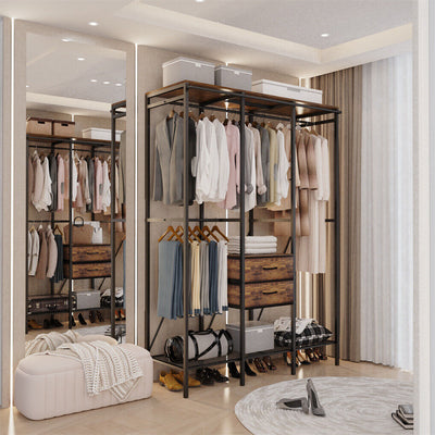 XXL Heavy Duty Wardrobe Closet w/ Shelf, Drawer & Rack
