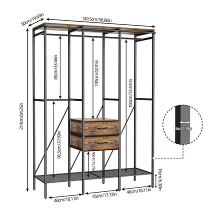 XXL Heavy Duty Wardrobe Closet w/ Shelf, Drawer & Rack