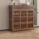 Wooden Shoe Rack XL 4 Tier 3 Doors Drawers Shelves Cabinet Organizer