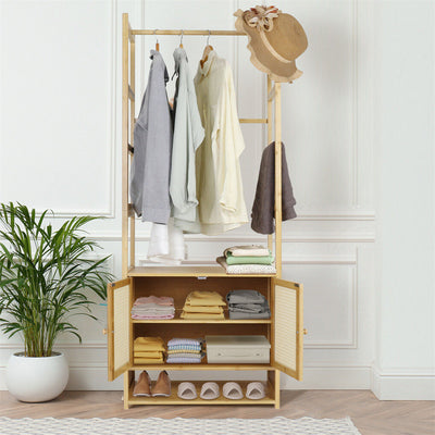 Bamboo Clothes Rack Coat Stand 168cm High Polish 53cm Length