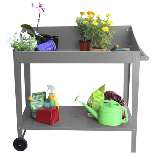 Potting Bench Table Slate Grey 100 x 55 x 101cm – view 2 - Auzzistore