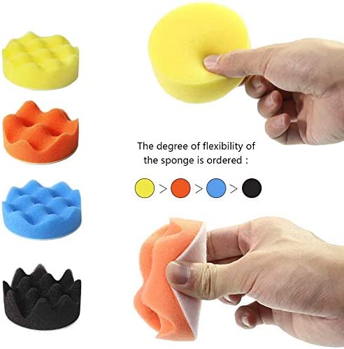 2 in 1 Car Foam Drill Kit (39 Pieces) - Reusable Wool & Sponge Pads, Polishing & Waxing, V178-83089