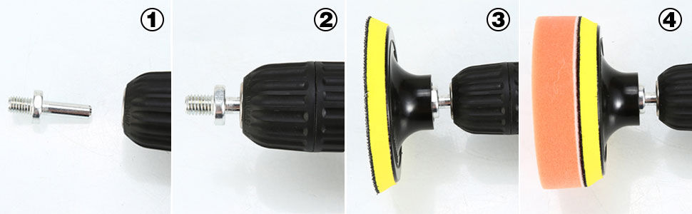 2 in 1 Car Foam Drill Kit (39 Pieces) - Reusable Wool & Sponge Pads, Polishing & Waxing, V178-83089