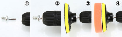 2 in 1 Car Foam Drill Kit (39 Pieces) - Reusable Wool & Sponge Pads, Polishing & Waxing, V178-83089