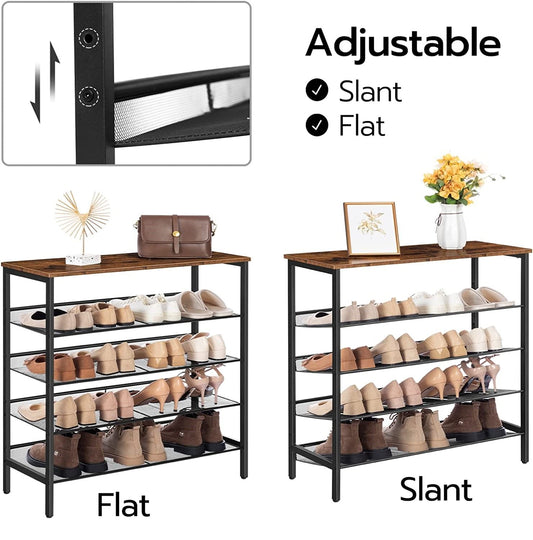 5-Tier Shoe Rack, Industrial Shoe Organizer Storage Bench – view 2