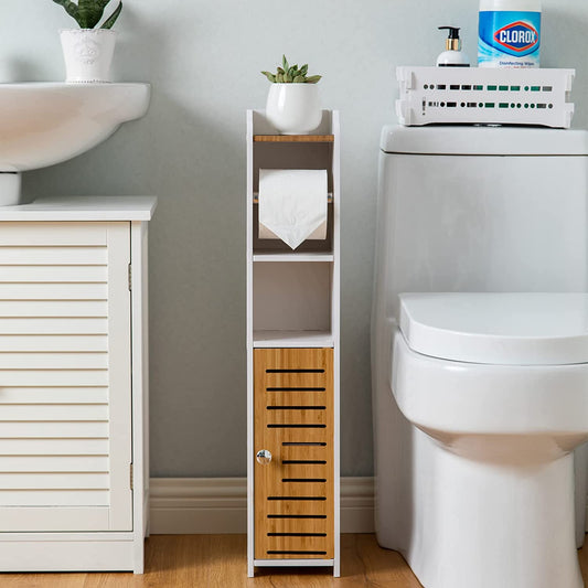 Toilet Paper Roll Holder for Bathroom with roller (Bamboo, 76cm) - Auzzistore