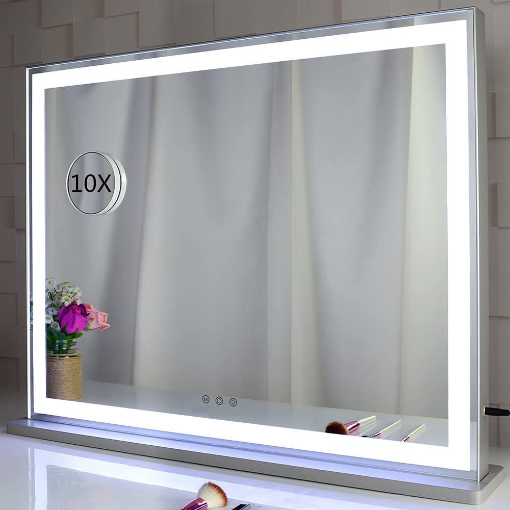 Hollywood LED Makeup Mirror 72x56cm, Smart Touch, 3 Colors Dimmable, 10X Magnifying, Wall/Desktop Use