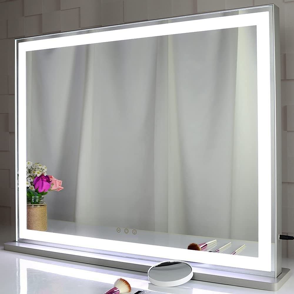 Hollywood LED Makeup Mirror 72x56cm, Smart Touch, 3 Colors Dimmable, 10X Magnifying, Wall/Desktop Use