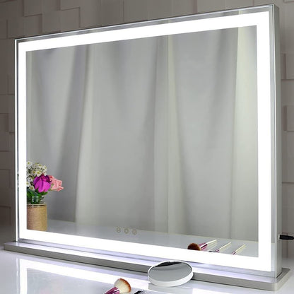 Hollywood LED Makeup Mirror 72x56cm, Smart Touch, 3 Colors Dimmable, 10X Magnifying, Wall/Desktop Use