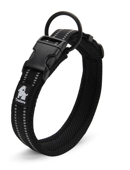 ZAP Heavy Duty Dog Collar TLC5011-3 Black S, Safety Lock, Stainless Steel O Ring, 3M Reflective