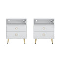 Amelia Modern LED Bedside table with USB and power socket white x 2