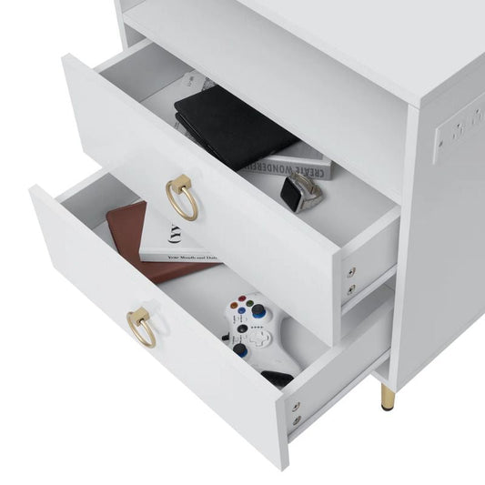 Amelia Modern LED Bedside table with USB and power socket white x 2 – view 2