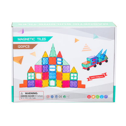 120 Pcs non-toxic STEM Educational, Durable Magnetic Tiles/Puzzle with Storage Bag