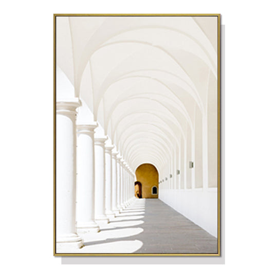 Wall Art 50cmx70cm Long Corridor Style A Gold Frame Canvas - Auzzistore