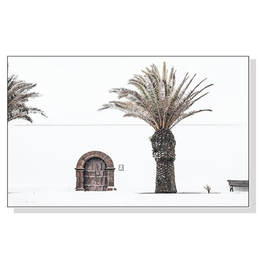 Wall Art 60cmx90cm European Palm Tree White Frame Canvas - Auzzistore