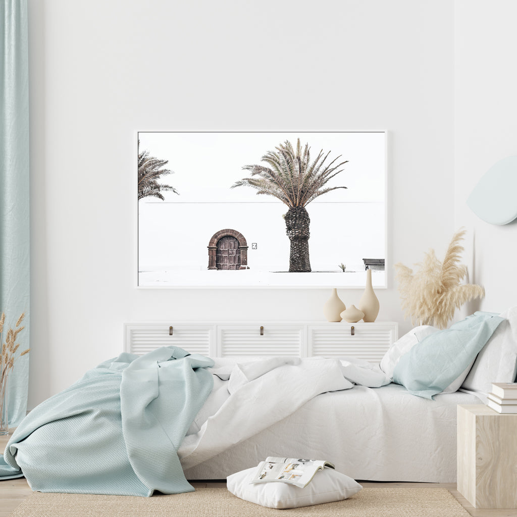 Wall Art 60cmx90cm European Palm Tree White Frame Canvas