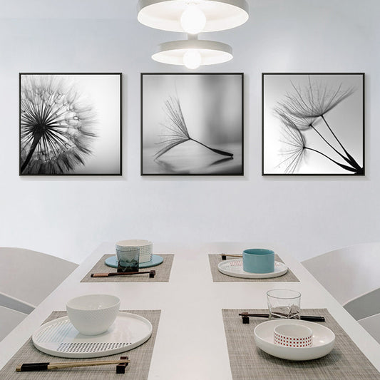 Wall Art 50cmx50cm Botanical dandelions 3 Sets Black Frame Canvas – view 2 - Auzzistore