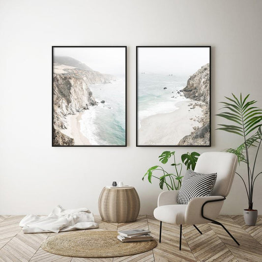Wall Art 60cmx90cm Mountain Beach 2 Sets Black Frame Canvas – view 2 - Auzzistore