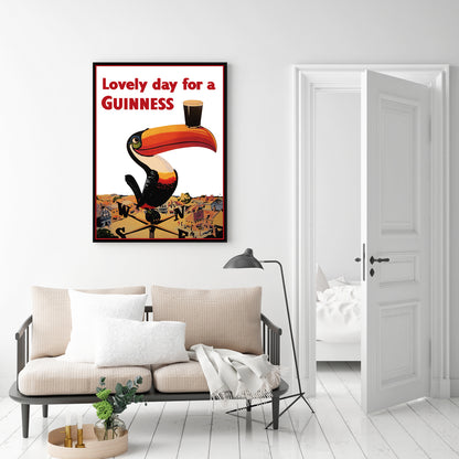 Wall Art 70cmx100cm Beer Lovely Day For A Guinness Black Frame Canvas