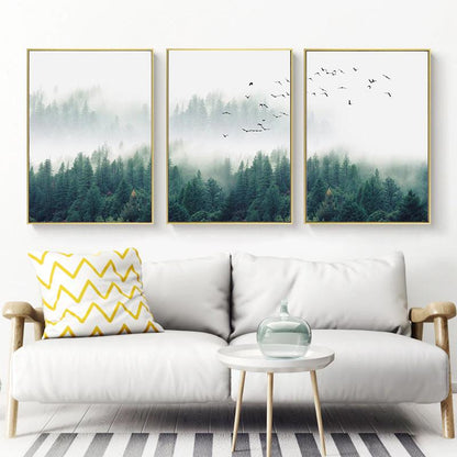 Wall Art 50cmx70cm Mystical Forest  3 Sets Gold Frame Canvas