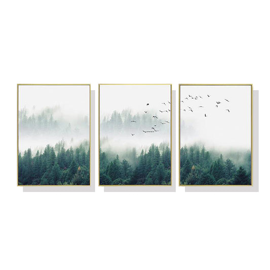 Wall Art 50cmx70cm Mystical Forest 3 Sets Gold Frame Canvas - Auzzistore