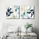 Wall Art 60cmx60cm Watercolour style leaves 2 Sets White Frame Canvas – view 2