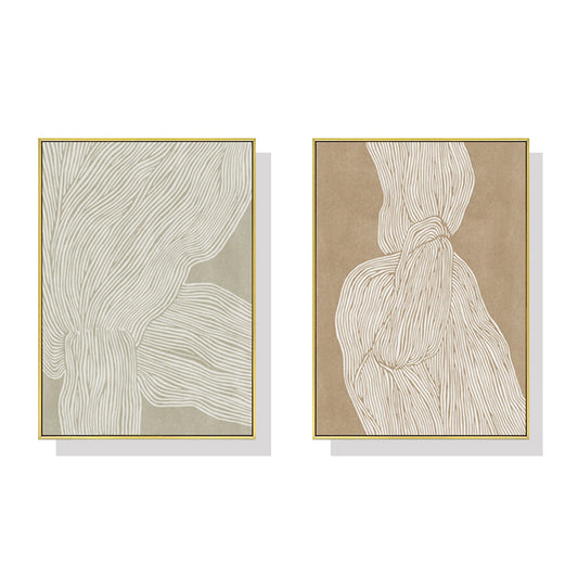 Wall Art 60cmx90cm Abstract Line 2 Sets Gold Frame Canvas - Auzzistore