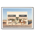 Wall Art 50cmx70cm Horses Fashion Black Frame Canvas