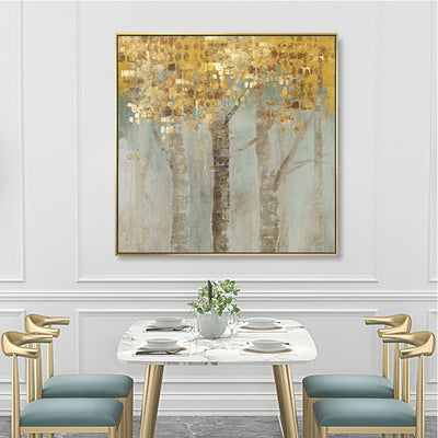 Wall Art 60cmx60cm Golden Leaves 2 Sets Gold Frame Canvas