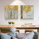 Wall Art 70cmx70cm Golden Leaves 2 Sets Gold Frame Canvas – view 2