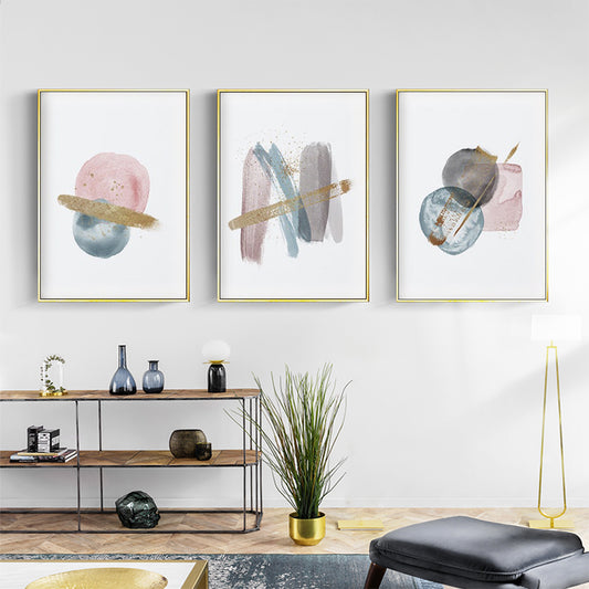 Wall Art 60cmx90cm Blush Pink Watercolor 3 Sets Gold Frame Canvas – view 2 - Auzzistore