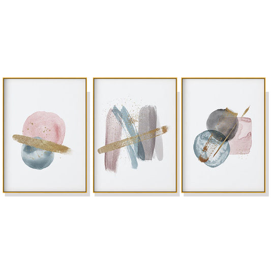 Wall Art 60cmx90cm Blush Pink Watercolor 3 Sets Gold Frame Canvas