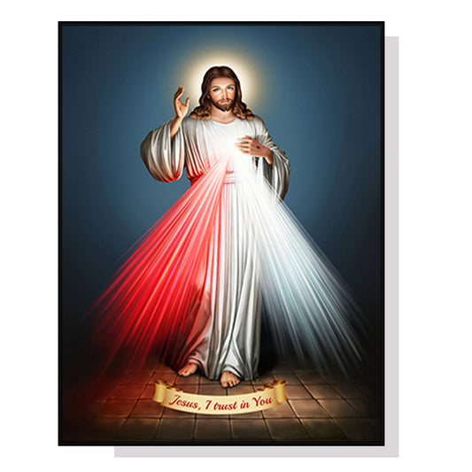 Wall Art 60cmx90cm Jesus Divine Mercy I Trust In You Black Frame Canvas - Auzzistore