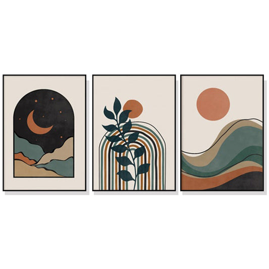 Wall Art 60cmx90cm Abstract Dark Green 3 Sets Black Frame Canvas - Auzzistore