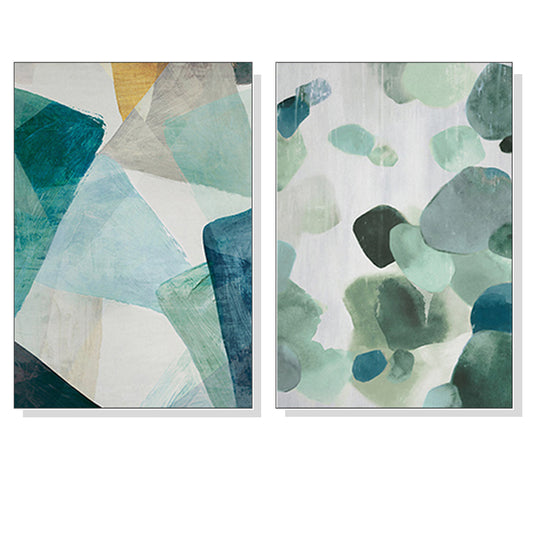 Wall Art 60cmx90cm Green Marble 2 Sets White Frame Canvas - Auzzistore