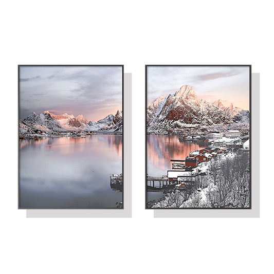 Wall Art 60cmx90cm Nordic Norway 2 Sets Black Frame Canvas - Auzzistore