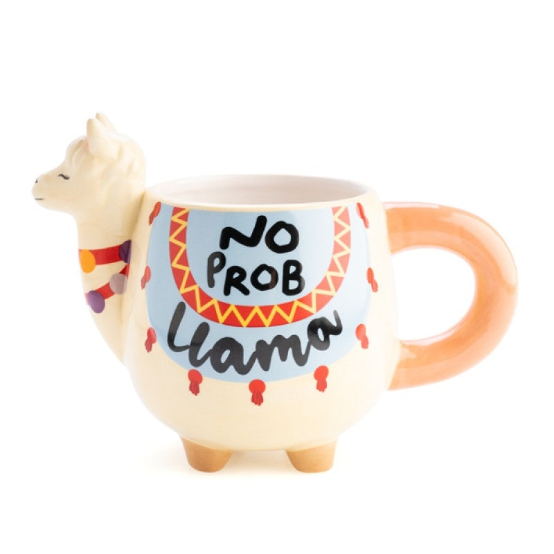 No Prob Llama 3D Mug: 3D llama design with a smiling face