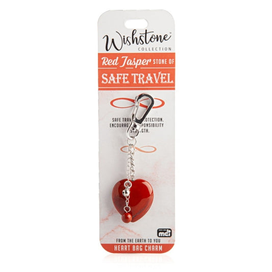 Wishstone Red Jasper Heart Bag Charm with Mini Carabiner - V210-2670409