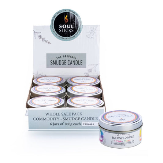 Soul Sticks 7 Chakra Smudge Candle 100g Soy Wax, Singular Wick, Energize & Balance Energies