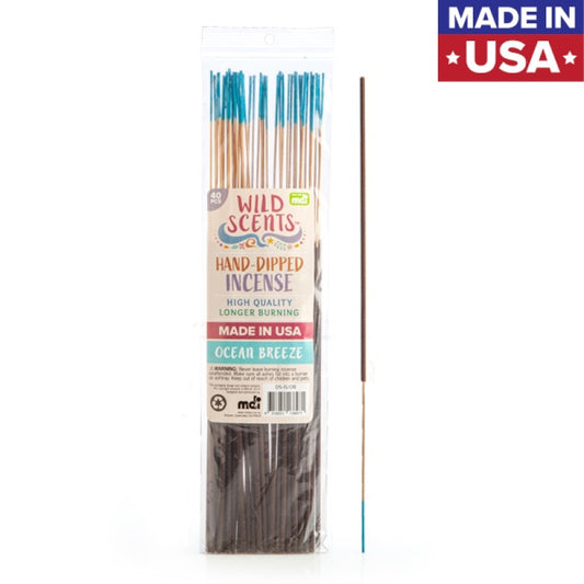 Wild Scents Ocean Breeze Incense Sticks - 40 Pack, Hand-Dipped, Aromatherapy, Made in USA