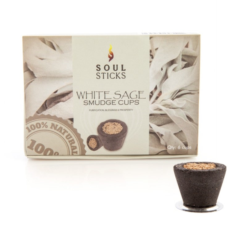 Soul Sticks White Sage Incense Cups Set of 6 with Metal Holder V210-2670858