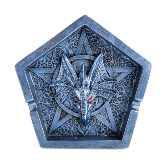 Ice Dragon Pentacle Incense Burner V210-2670869 - Icy Blue, Dragon & Pentacle Design, Ashtray Function