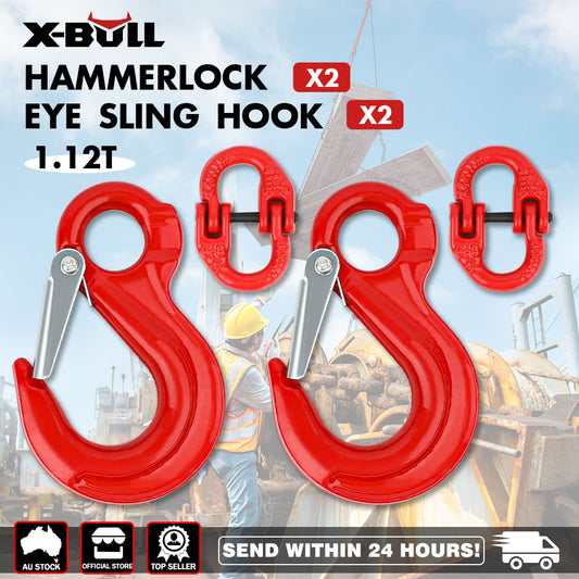 2X 6mm Hammerlock+ Eye Sling Hook Safety Chain Caravan Trailer connecting Extend - Auzzistore