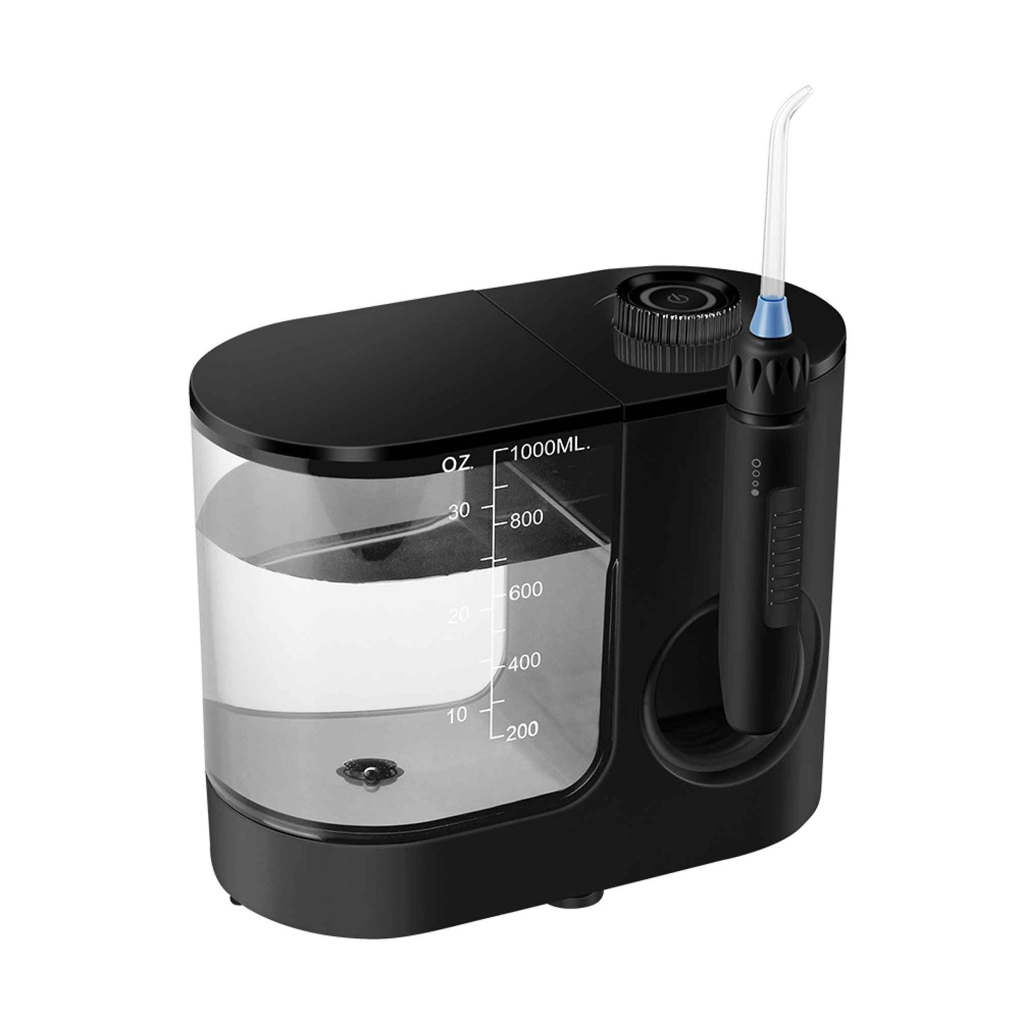 AOW04 Pro Dental Water Flosser 1000ml Black - Electric Oral Pressure Irrigator 30-150psi 5 Tips