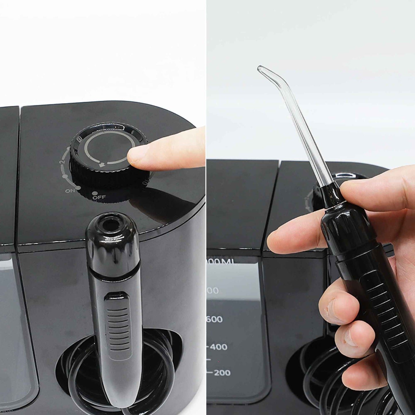 AOW04 Pro Dental Water Flosser 1000ml Black - Electric Oral Pressure Irrigator 30-150psi 5 Tips