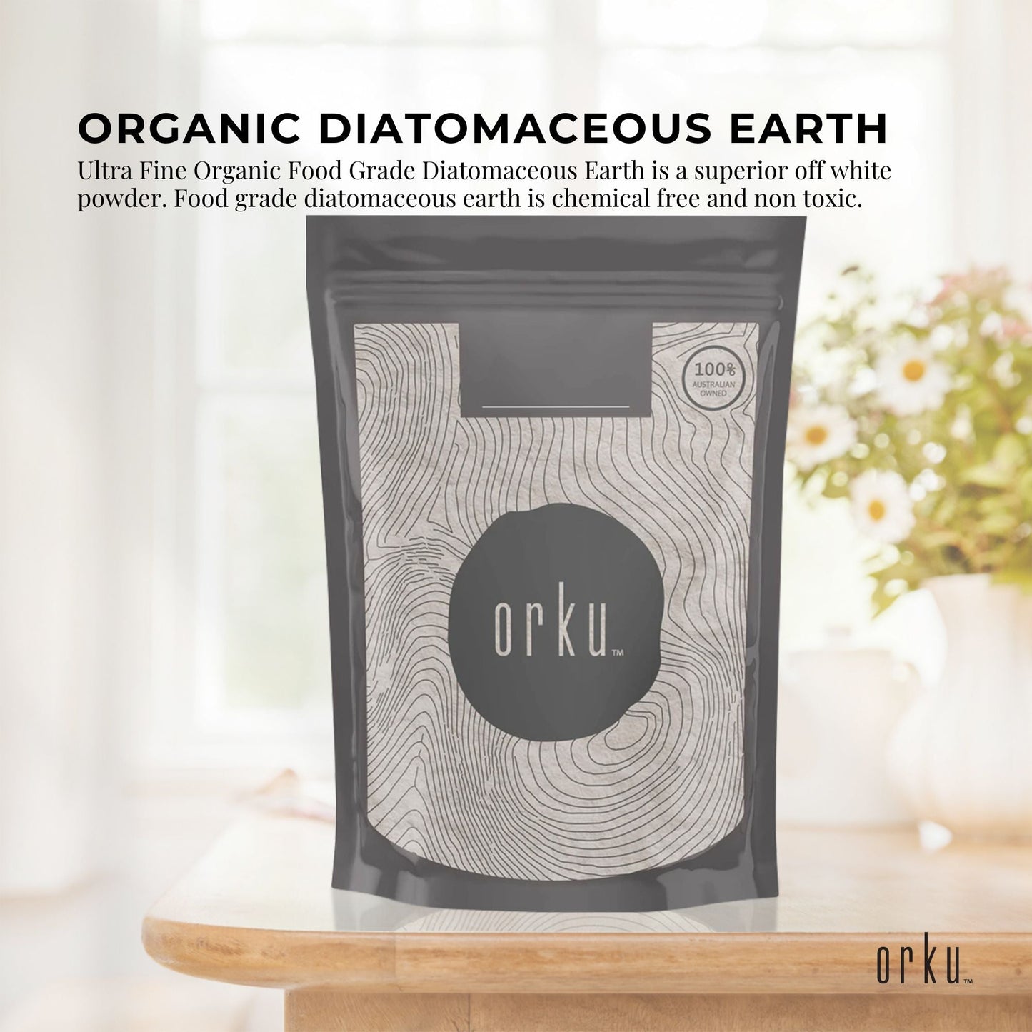 1Kg Organic Food Grade Diatomaceous Earth Powder - Fresh Water Fossil Shell Flour, FDA Approved, Australia Origin