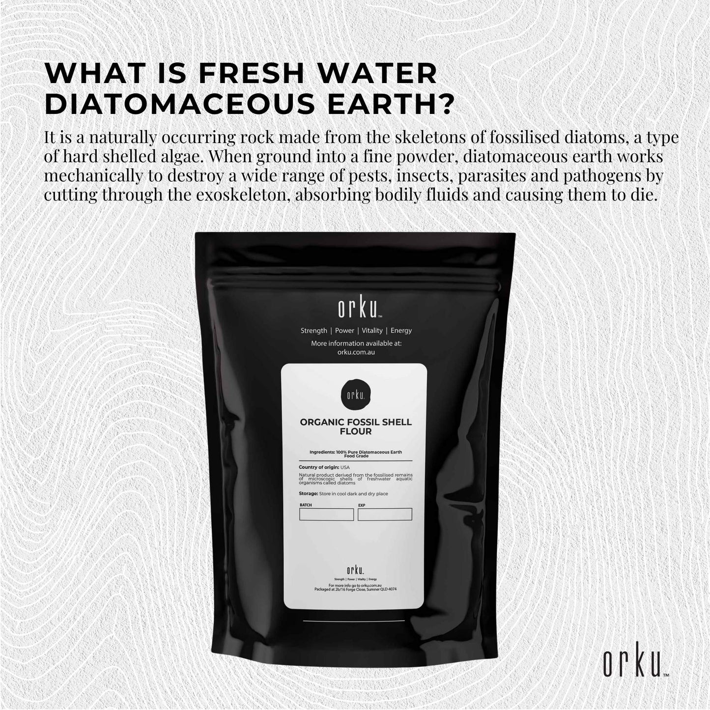 1Kg Organic Food Grade Diatomaceous Earth Powder - Fresh Water Fossil Shell Flour, FDA Approved, Australia Origin