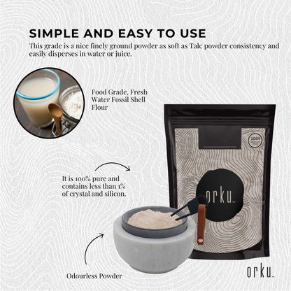 1Kg Organic Food Grade Diatomaceous Earth Powder - Fresh Water Fossil Shell Flour, FDA Approved, Australia Origin